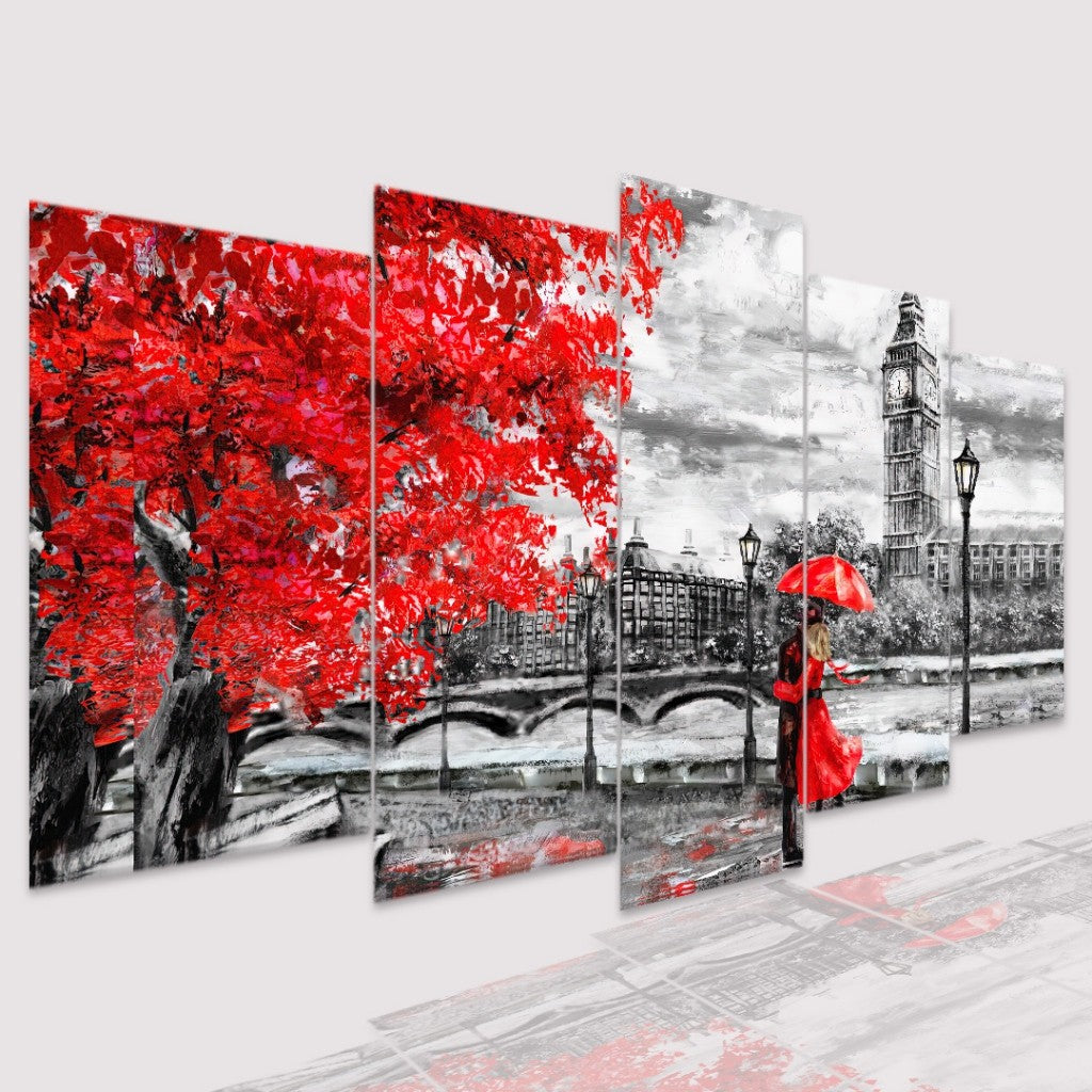 Quadro Decorativo Mosaico Casal Guarda Chuva Vermelho - Quadros Decorativos para Sala | Display de Festa Infantil