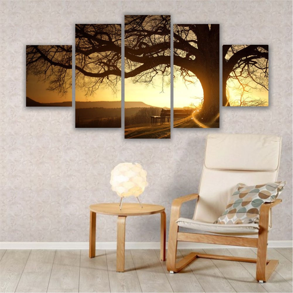 Quadros Decorativos Sala Árvore Da Vida Entardecer Sol - Quadros Decorativos para Sala | Display de Festa Infantil