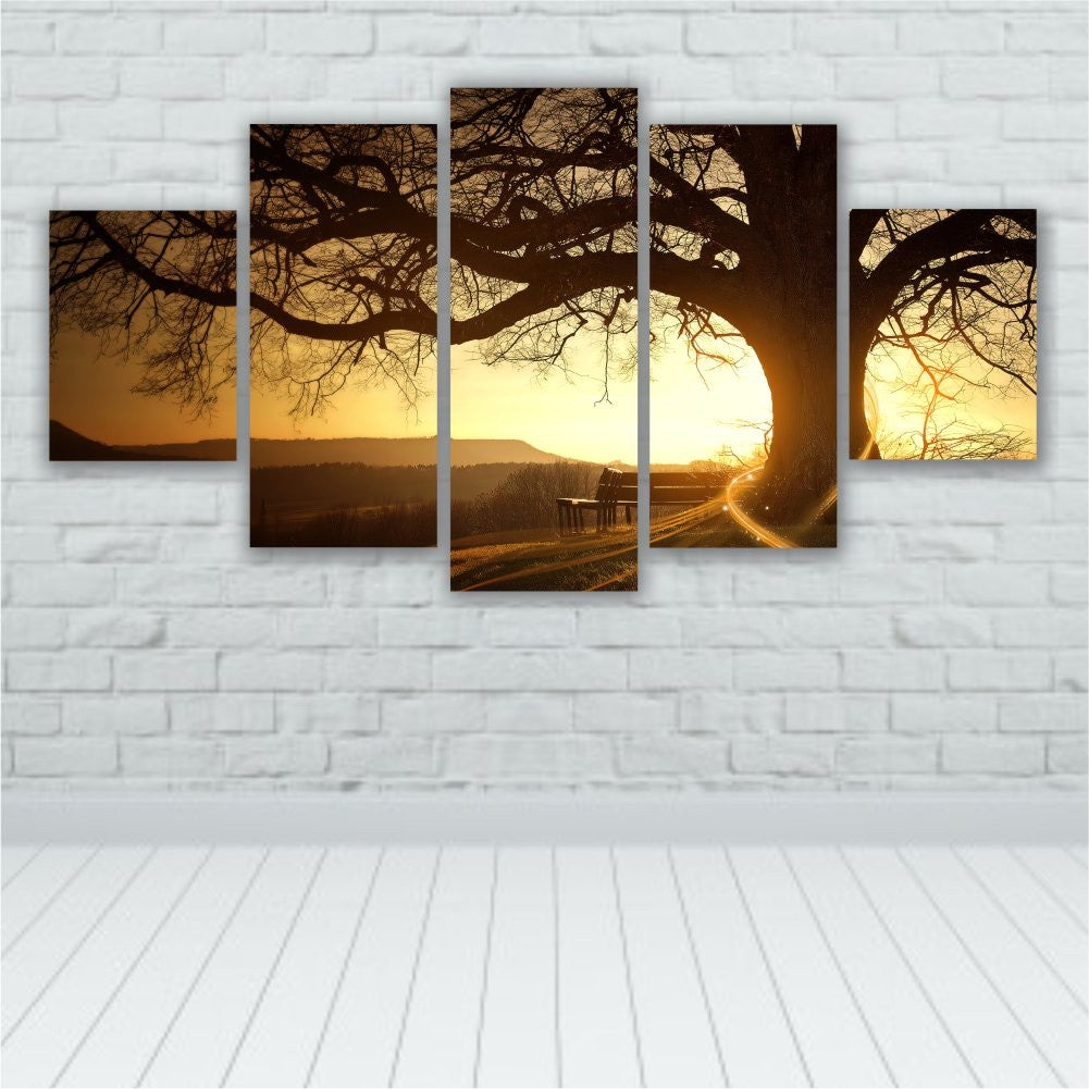 Quadros Decorativos Sala Árvore Da Vida Entardecer Sol - Quadros Decorativos para Sala | Display de Festa Infantil
