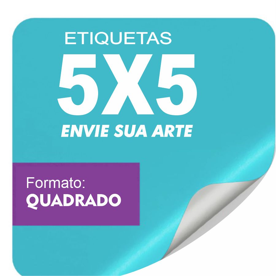 1000 Adesivos 5X5cm - Etiquetas Adesivas e Rótulos Personalizado - Redondos ou Quadrados