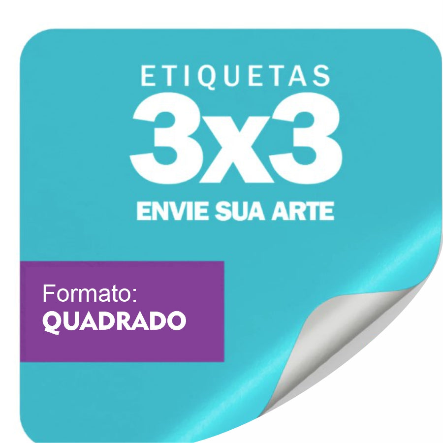 1000 Adesivos 3X3cm - Etiquetas Adesivas e Rótulos Personalizado - Redondos ou Quadrados