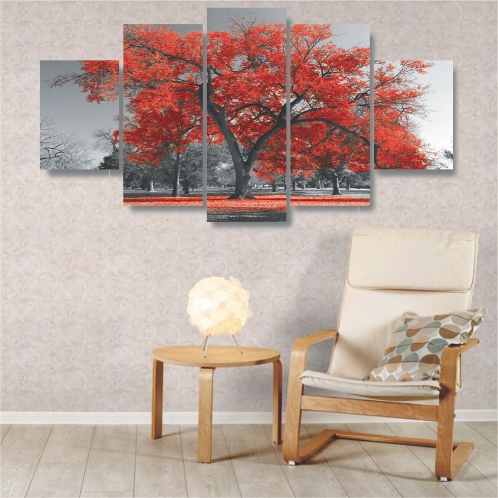 Quadros Decorativos Arvore Vida Botanico Sala Quarto Vermelho - Quadros Decorativos para Sala | Display de Festa Infantil