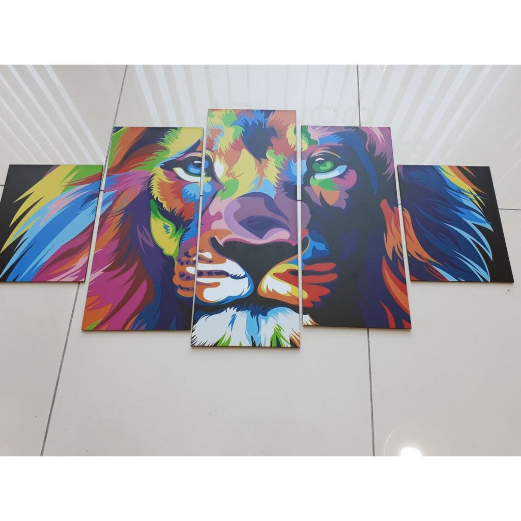 Quadros Decorativos Leao Colorido Religioso Quarto - Quadros Decorativos para Sala | Display de Festa Infantil