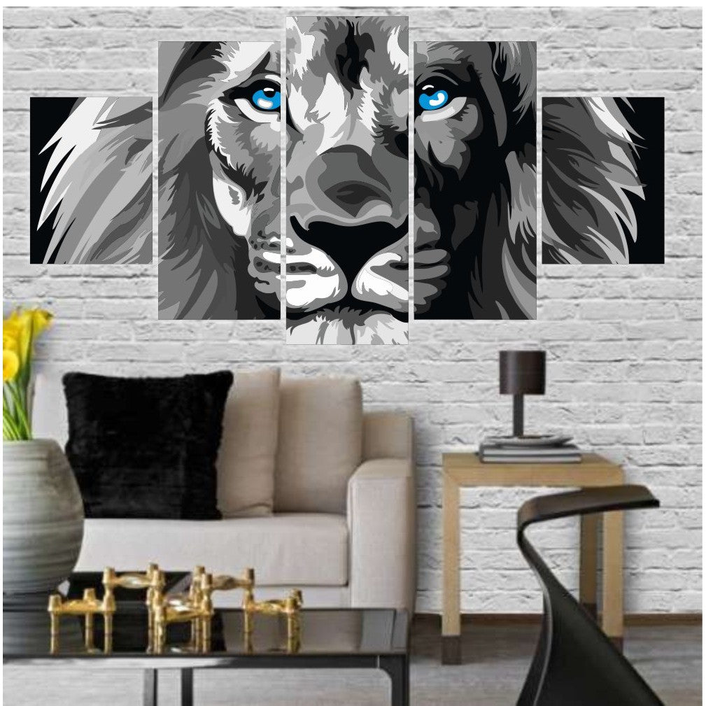 Quadro Decorativo Leao De Juda Biblia Cinza Olho Azul - Quadros Decorativos para Sala | Display de Festa Infantil