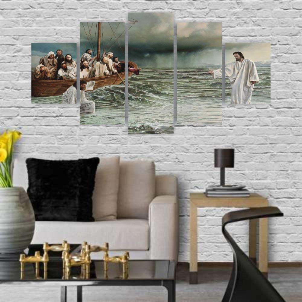 Quadros Decorativos Religioso Jesus sobre as aguas Mosaico MDF - Quadros Decorativos para Sala | Display de Festa Infantil