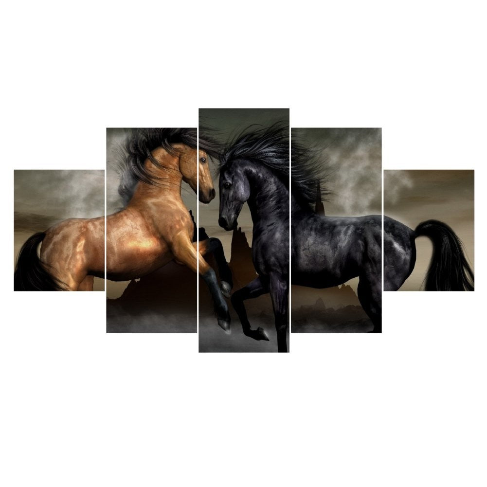 Quadro Decorativo Mosaico Cavalos no Combate - Quadros Decorativos para Sala | Display de Festa Infantil