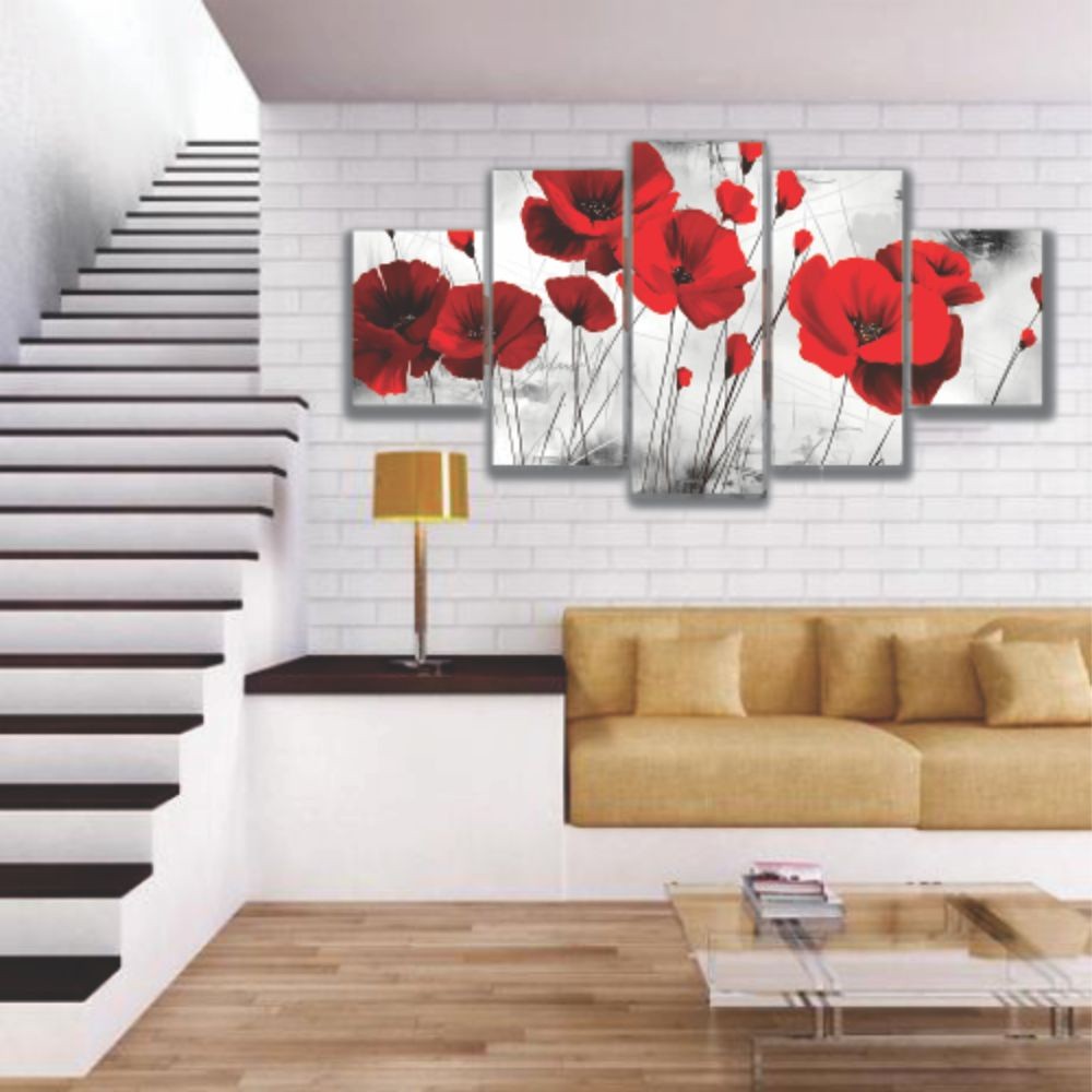 Quadros Decorativos Sala Quarto Flor Papoula Vermelha - Quadros Decorativos para Sala | Display de Festa Infantil