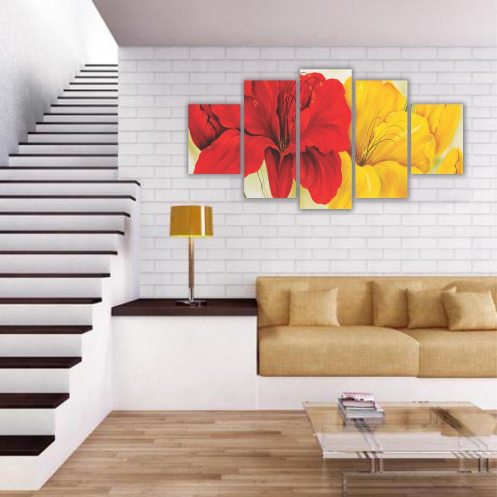 Quadro decorativo Flores Vermelhas e Amarelas 2 - Quadros Decorativos para Sala | Display de Festa Infantil