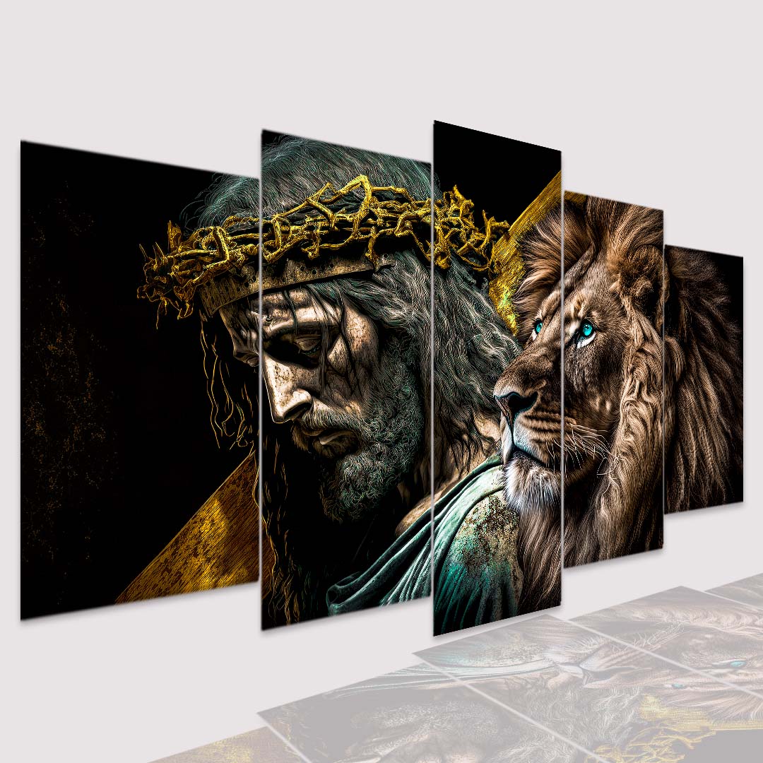 Quadros Decorativo Mosaico Leão Juda Cristo Força - Quadros Decorativos para Sala | Display de Festa Infantil