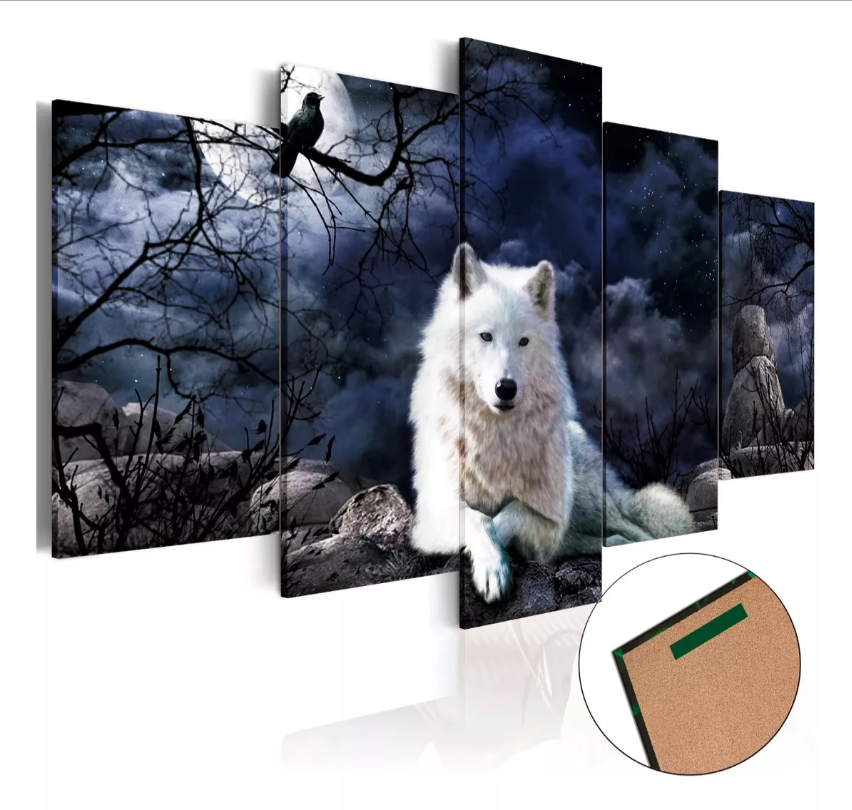 Quadros Decorativos Lobo Branco Mosaico 115x60cm - Quadros Decorativos para Sala | Display de Festa Infantil