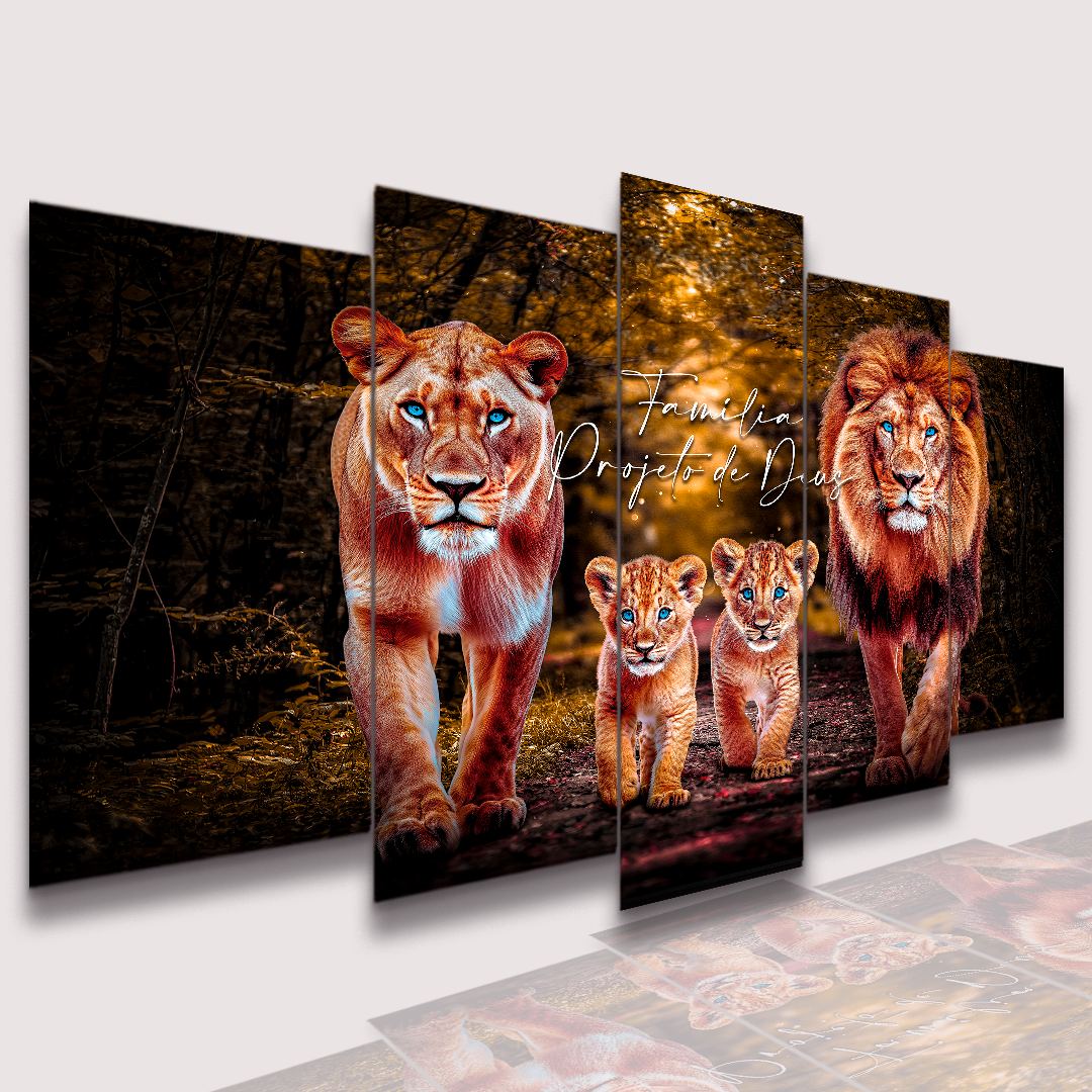 Quadro Decorativo Mosaico Leão Fámilia Objeto de Deus - Quadros Decorativos para Sala | Display de Festa Infantil