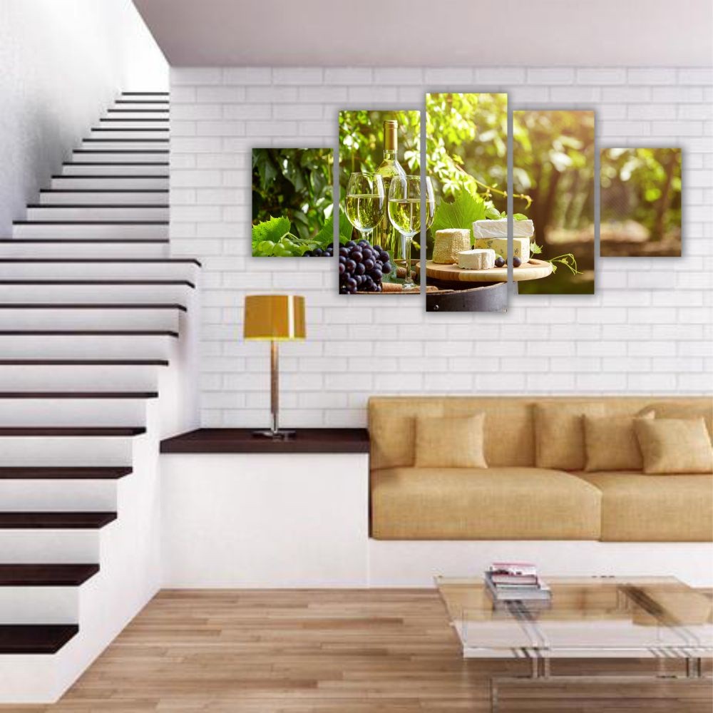 Quadro decorativo Taça de Vinho e Queijo - Quadros Decorativos para Sala | Display de Festa Infantil