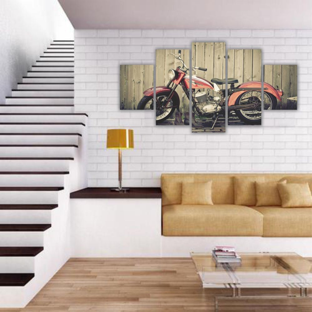 Quadro decorativo Moto Vermelha Vintage - Quadros Decorativos para Sala | Display de Festa Infantil