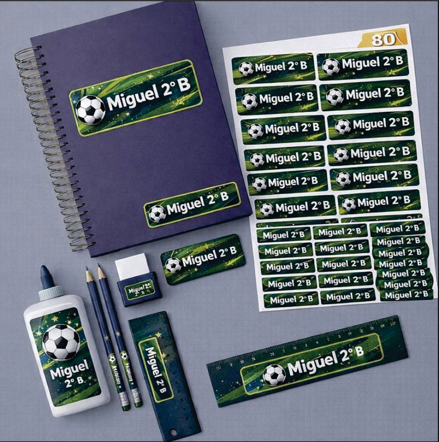 Kit 134 Etiquetas Adesivas Personalizadas para material escolares