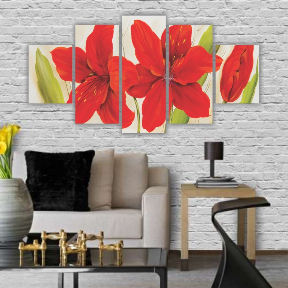 Quadro Decorativo Lírios Vermelhos - Quadros Decorativos para Sala | Display de Festa Infantil