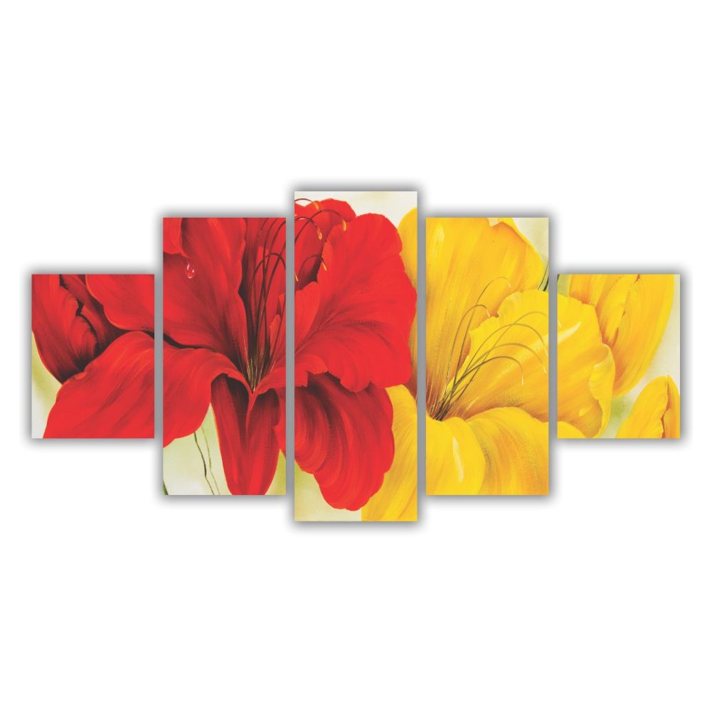 Quadro decorativo Flores Vermelhas e Amarelas 2 - Quadros Decorativos para Sala | Display de Festa Infantil