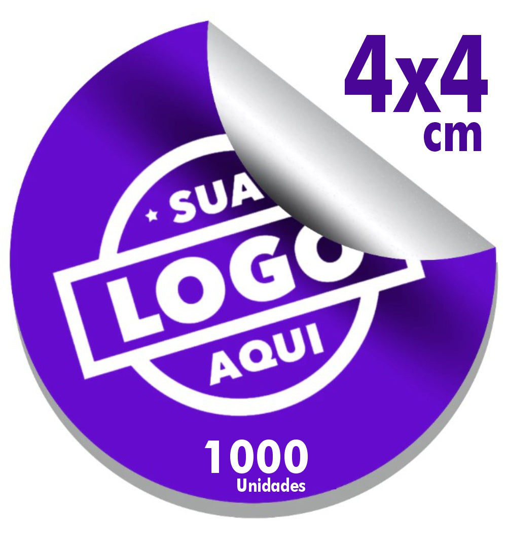 1000 Adesivos 4X4cm - Etiquetas Adesivas e Rótulos Personalizado - Redondos ou Quadrados