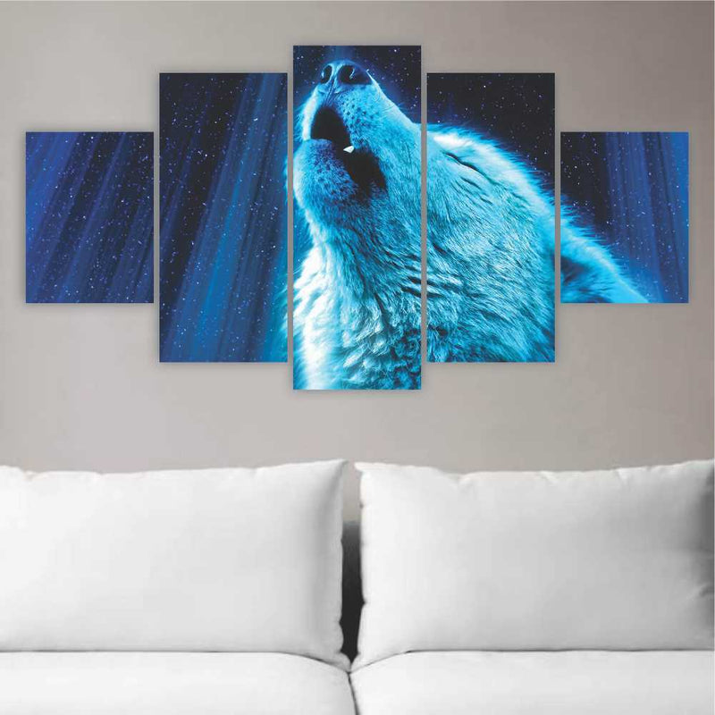 Quadros Decorativos Lobo no Universo Mosaico 115x60cm