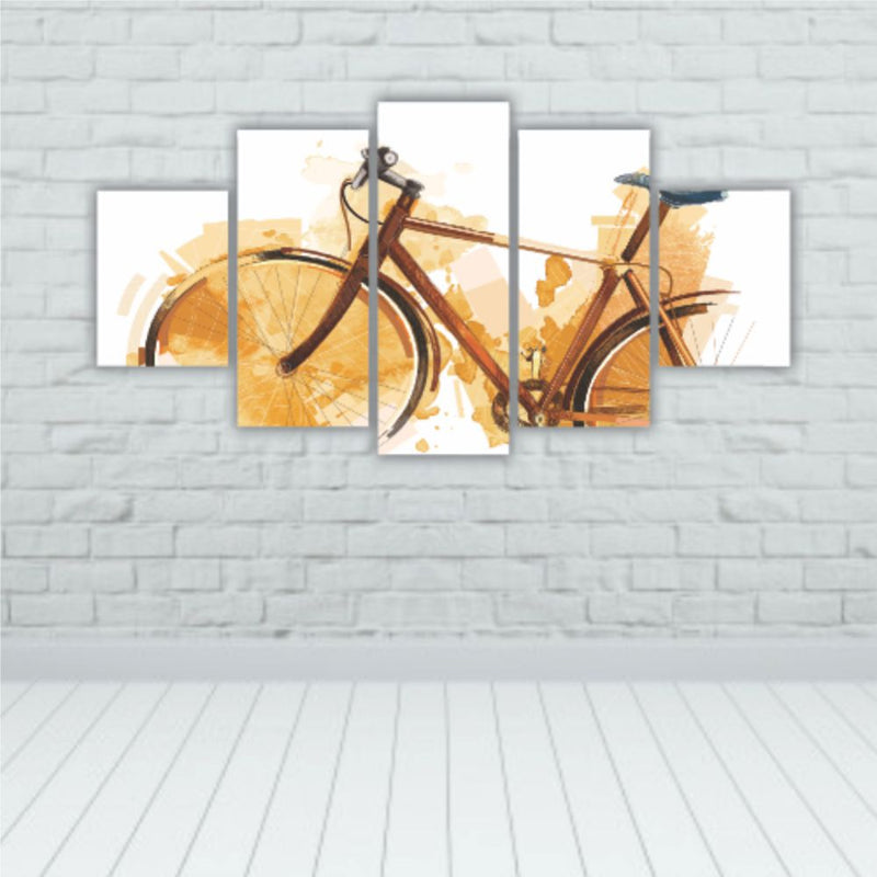 Kit Quadros Decorativos Sala bicicleta Branco Mosaico