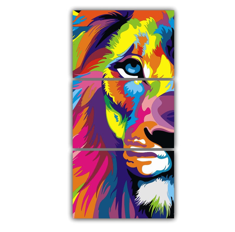 Quadros Decorativos Leão de Judá Colorido animal Abstrato 80x60